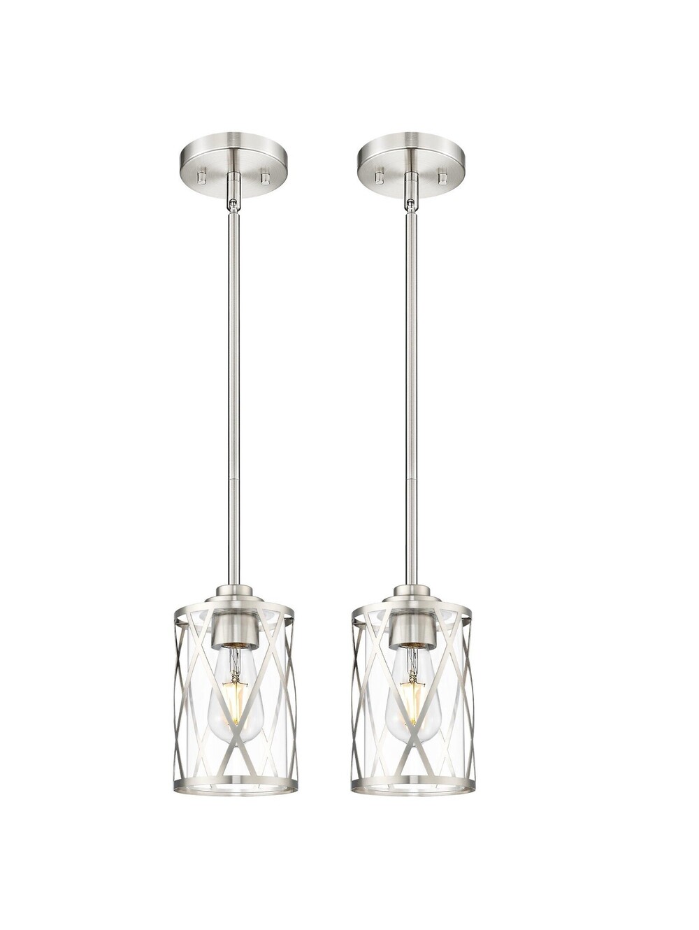 Beionxii 2 Pack Brushed Nickel Pendant Lights New Open Box